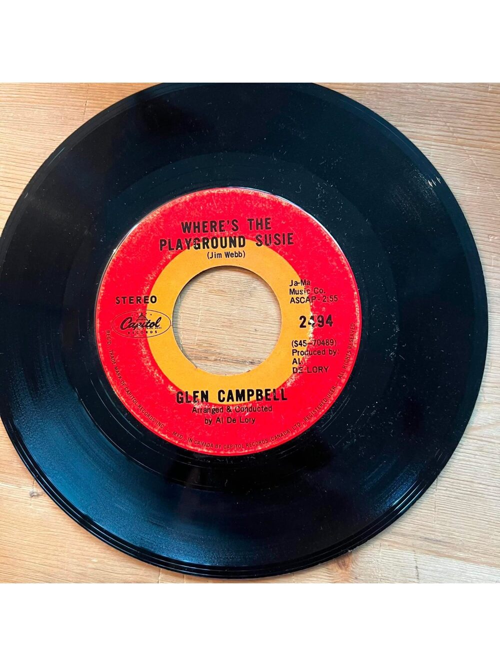 Glen Campbell - Where's the Playground Susie/Arkansas 45rpm VG+ R11